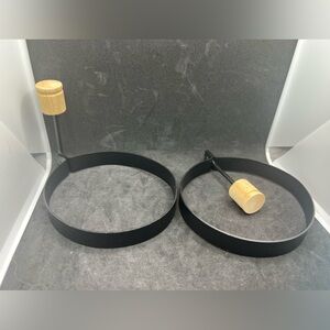 Black Egg Ring Set with Wooden Handles